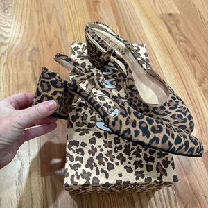 Tuckernuck Brand French Sole Leopard Print Block Heels